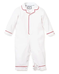 White Festive Romper with Red Piping