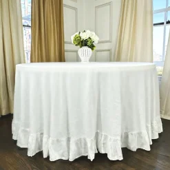 White Linen Ruffle in Tablecloth