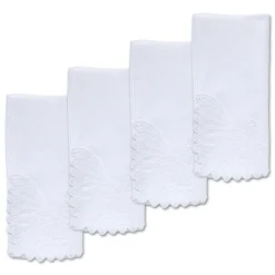 White Peacock Dinner Napkins, Set of 4