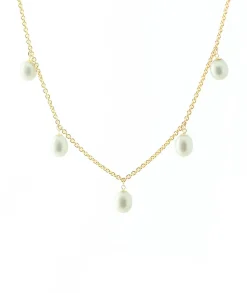 White Pearl Dangling Necklace