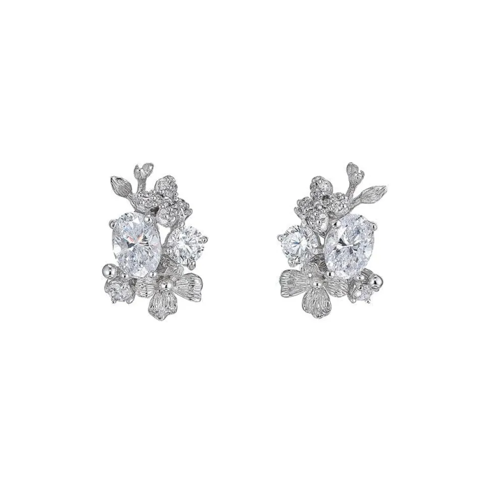 White Posy Diamond Studs