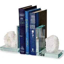 White Quartz Crystal Bookends, Set of 2