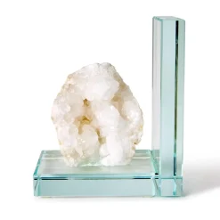 White Quartz Crystal Bookends, Set of 2