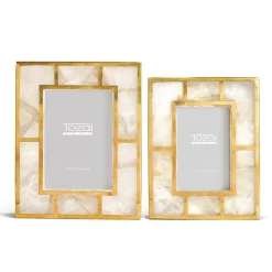 White Quartz Photo Frame Includes, Set of 2