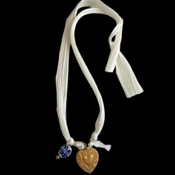 White Ribbon Charm Necklace