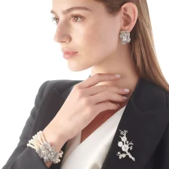 White Sakura Blossom Brooch