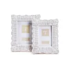 White Scalloped Wicker Weave Photo Frame, Set of 2