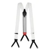 White Silk and Leather Suspenders