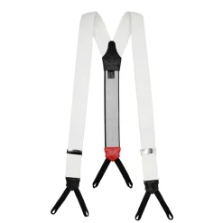 White Silk and Leather Suspenders