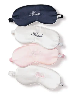 White Silk Bride Sleep Mask with Pink Embroidery