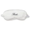 White Silk Bride Sleep Mask with Navy Embroidery