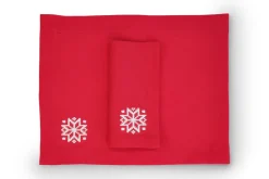 White Snowflake Napkin and Placemat, Set of 2