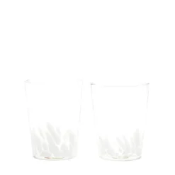 White Transparent Spotted Tumblers, Set of Two