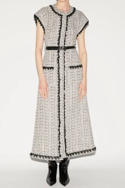 Whitney Dress Black And White Tweed