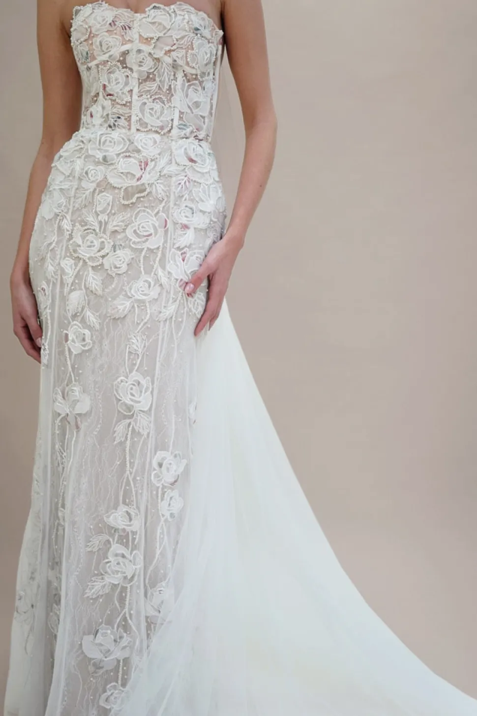 Wild Rose Print Bustier Gown