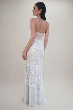 Wild Rose Print Bustier Gown