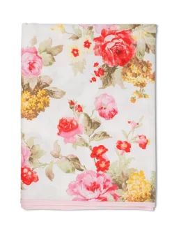 Wild Roses Tablecloth in White