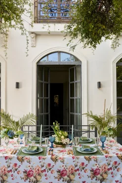 Wild Roses Tablecloth in Blue