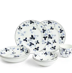 Wild Strawberry Inky Blue Dinnerware, Set of 8