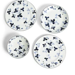 Wild Strawberry Inky Blue Dinnerware, Set of 8