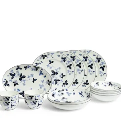 Wild Strawberry Inky Blue Dinnerware, Set of 15