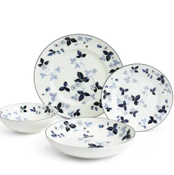 Wild Strawberry Inky Blue Dinnerware, Set of 4