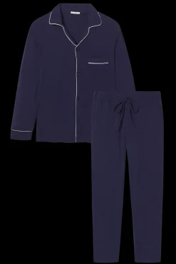 William TENCEL™ Modal Long PJ Set in True Navy/Ivory