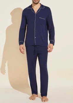 William TENCEL™ Modal Long PJ Set in True Navy/Ivory