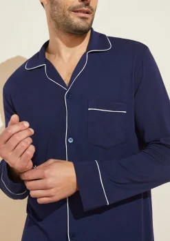 William TENCEL™ Modal Long PJ Set in True Navy/Ivory