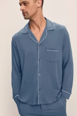 William The Long Pj Set In Coastal Blue/Ice Blue