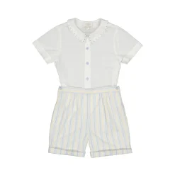 William Yellow blue Stripe Shorts and Shirt