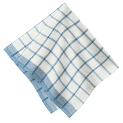 Windowpane Napkins in Blue & Natural, Set of 4