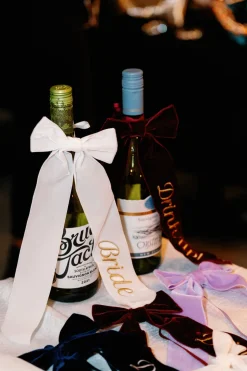 Wine Bow “Bride” in White with Gold