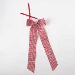 Wine Bow “Ciao” in Red Gingham with White