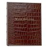 Wine Dossier in Brown Crocodile Embossed Leather