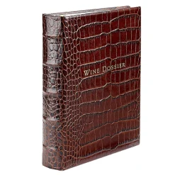 Wine Dossier in Brown Crocodile Embossed Leather
