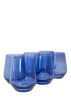 Wine Stemless, Set of 6 Colbalt Blue
