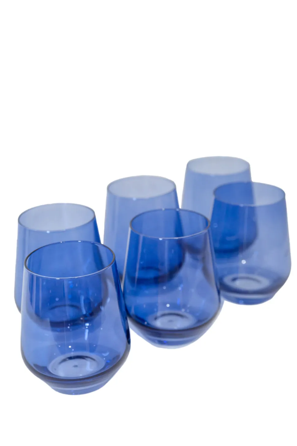 Wine Stemless, Set of 6 Colbalt Blue