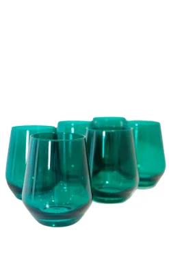 Wine Stemless, Set of 6 Emerald Green