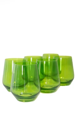 Wine Stemless, Set of 6 Forest Green