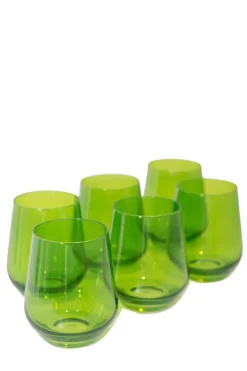 Wine Stemless, Set of 6 Forest Green