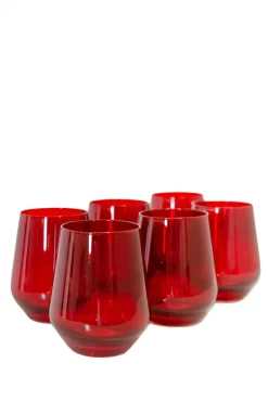 Wine Stemless, Set of 6 Red