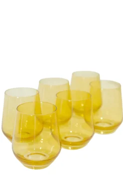 Wine Stemless, Set of 6 Yellow