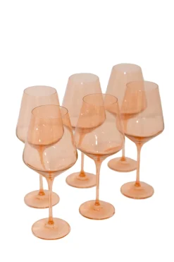 Wine Stemware, Set of 6 Blush Pink