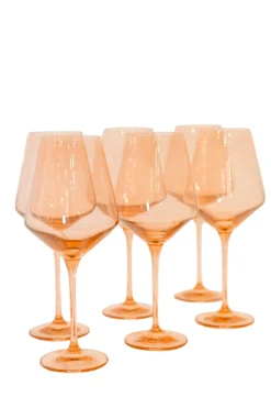 Wine Stemware, Set of 6 Blush Pink