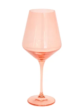 Wine Stemware, Set of 6 Coral Peach Pink