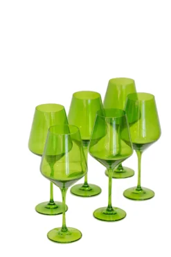 Wine Stemware, Set of 6 Forest Green