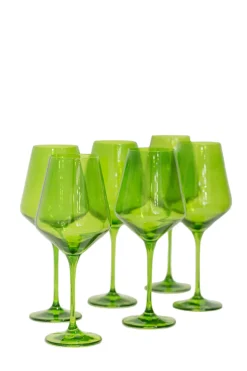 Wine Stemware, Set of 6 Forest Green