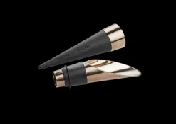 Wine Stopper and Pourer in Black and Painted Steel, Set of 2