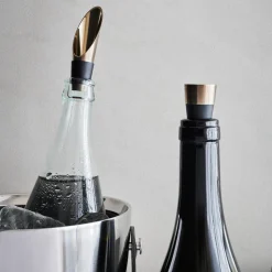 Wine Stopper and Pourer in Black and Painted Steel, Set of 2